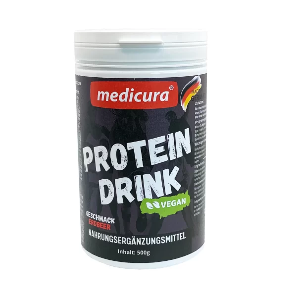 Proteina Vegetala este o băutură proteică de mazăre cu gust de căpșuni