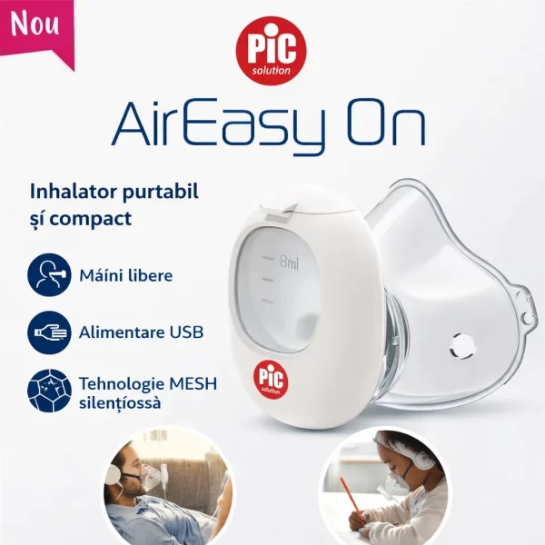Inhalator fara zgomot cu mesh portabil Pic AirEasy On BIOMED.MD hchisinau moldova