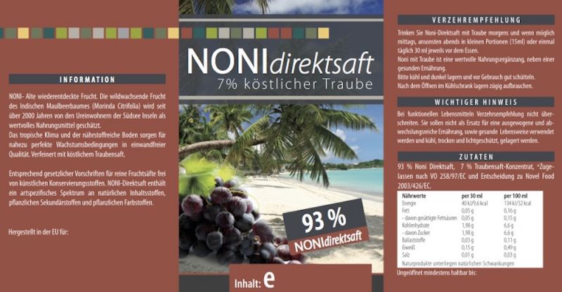 medicura naturprodukte fluessige nahrungsergaenzungsmittel fruchsaft wellness 1093 Noni Direktsaft mit Traubensaft 500ml