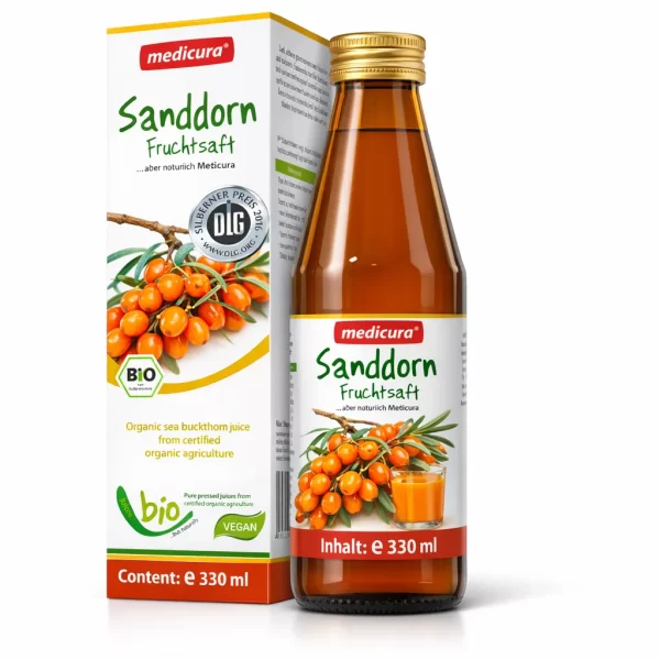 Suc de Cătina  100 % stoarcere directa 330 ml , Medicura Germania fara zahar , fara conservanti biomed.md chisinau moldova