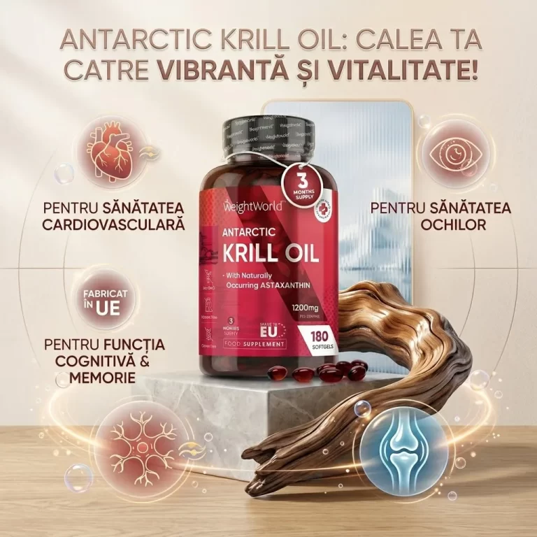 Ulei de Krill Antarctic cu astaxantina 1200mg 180 capsule – Sursa Pură de Omega-3 pentru Sănătatea Ta biomed.md chisinau moldova