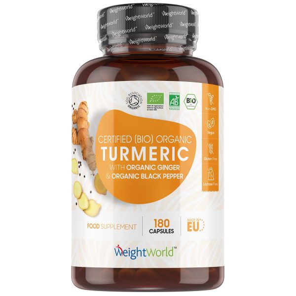 Turmeric Organic cu Ghimbir si Piper Negru 4320mg 180 capsule
