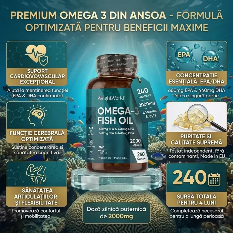 Omega 3 Ulei de Peste in Capsule. Omega-3 Ulei de Pește din Anșoa Sălbatică – 2000 mg, 240 capsule biomed.md