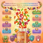 Multivitamine si Omega pentru Copii in forma de jeleuri , 17 Vitamine + Omega 3, 6, 9 | 120 Gummies Fructate | Supliment pentru copii 3–12 ani, supliment pe 2 luni biomed.md chisinau moldova