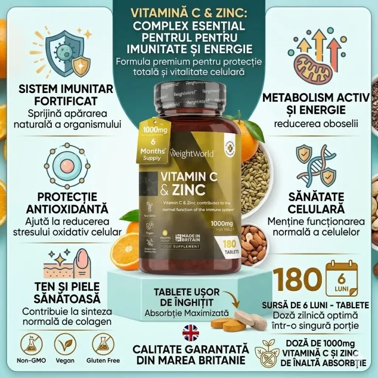 Vitamina C 1000 mg cu Zinc 10 mg , Produs in UK, Calitate Premium . Cel mai mare magazin de Sanatate din Moldova. Chisinau Moldova. Magazin pe Decebal 23/2