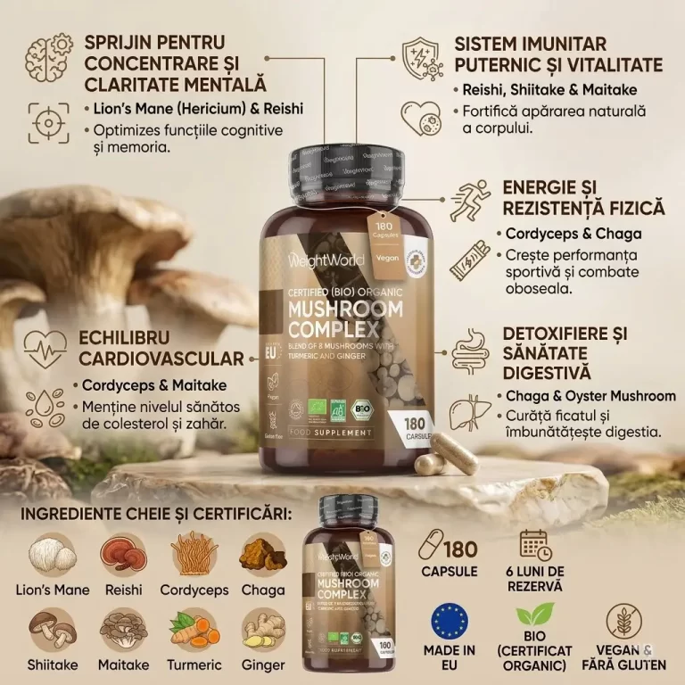  Complex din 8 Ciuperci Medicinale 1000mg 180 capsule