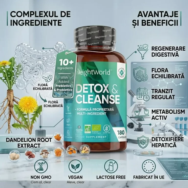 Detox si Curatire Complex 180 capsule – Curățare Digestivă, Ficat și Echilibru Intestinal biomed.md chisinau moldova