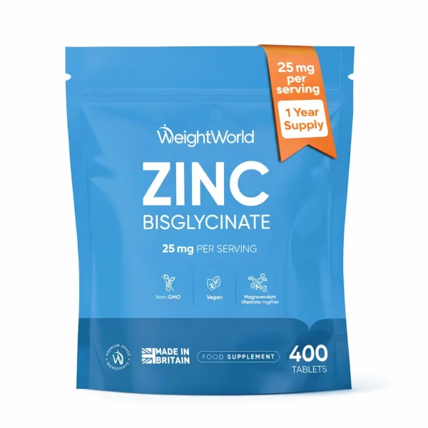 Zinc Bisglicinat 25 mg 400 Tablete Vegane – Absorbție Ridicată pentru Imunitate, Piele, Păr și Unghii biomed.md chisinau moldova