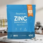 Zinc Bisglicinat 25 mg 400 Tablete Vegane – Absorbție Ridicată pentru Imunitate, Piele, Păr și Unghii biomed.md chisinau moldova