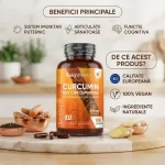 Curcumină 25.000 mg cu Ghimbir și Piper Negru 95% Curcuminoide, 180 Capsule Vegane – Suport pentru Articulații, Digestie și Imunitate biomed.md