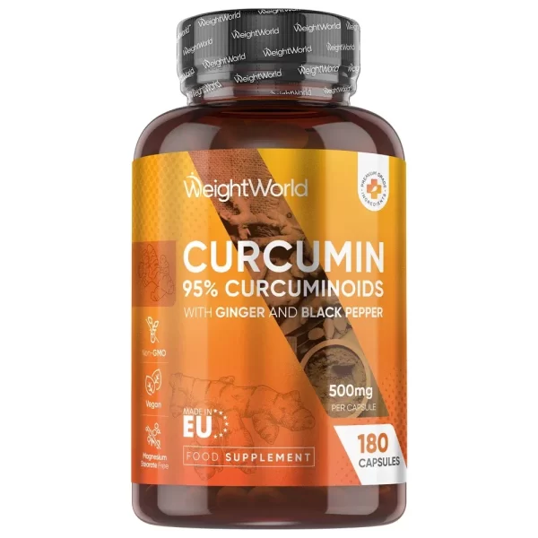 Curcumină 25.000 mg cu Ghimbir și Piper Negru 95% Curcuminoide, 180 Capsule Vegane – Suport pentru Articulații, Digestie și Imunitate biomed.md