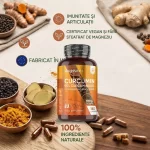 Curcumină 25.000 mg cu Ghimbir și Piper Negru 95% Curcuminoide, 180 Capsule Vegane – Suport pentru Articulații, Digestie și Imunitate biomed.md