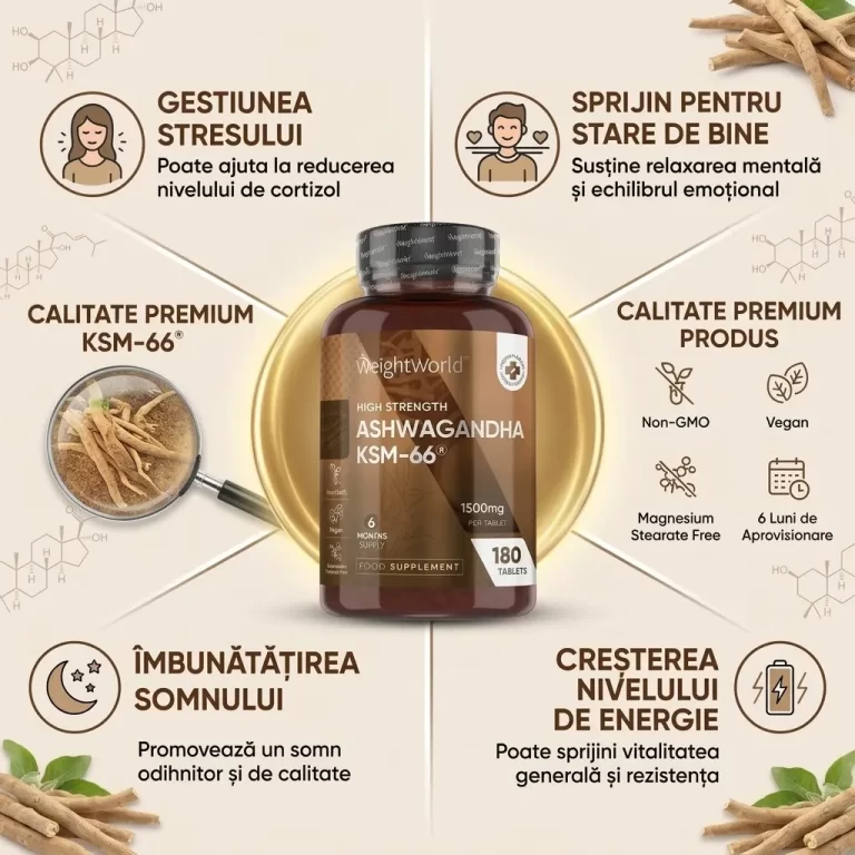 Ashwagandha KSM-66 1500 mg – 180 tablete WeightWorld biomed.md chisinau moldova
