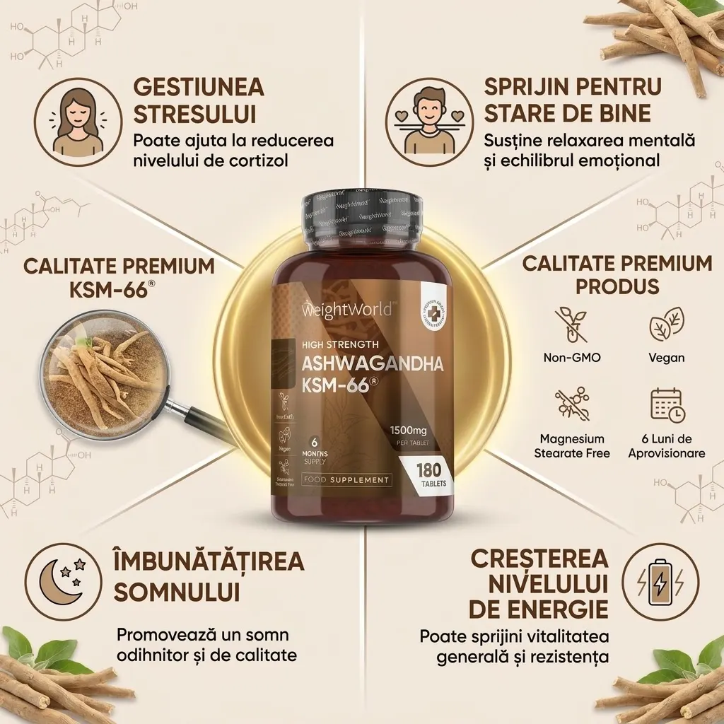Ashwagandha KSM-66 1500 mg – 180 tablete WeightWorld biomed.md chisinau moldova